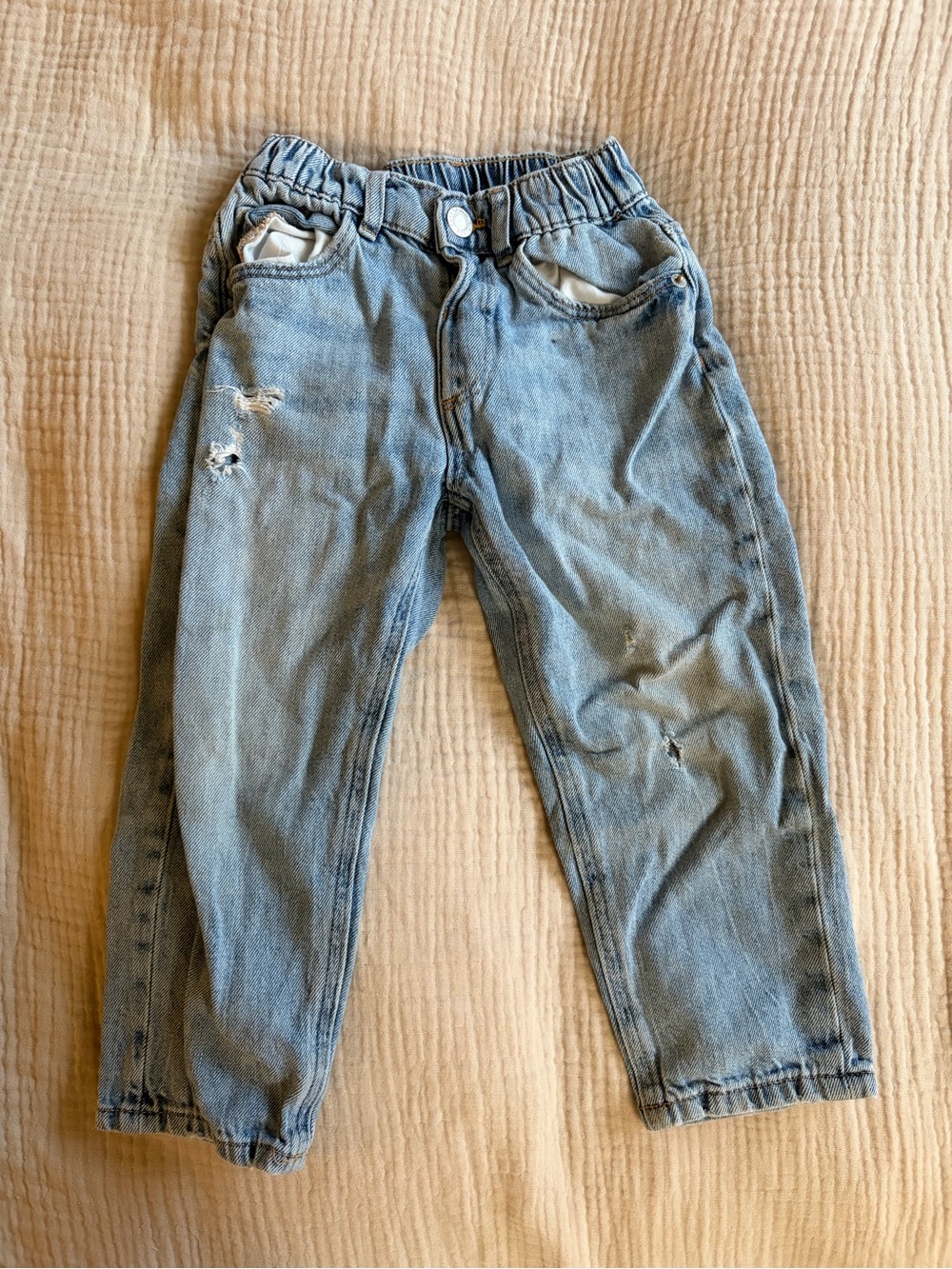 Zara Kids Distressed Light Blue Denim Jeans